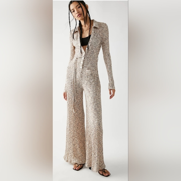 NWOT FREE PEOPLE Lost In Space Jumpsuit in Heather Combo Women's Size L - Picture 4 of 4